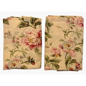 Vintage Waverly Curtain Panels Forever Peony Shabby Chic Cottage Farmhouse 48x64